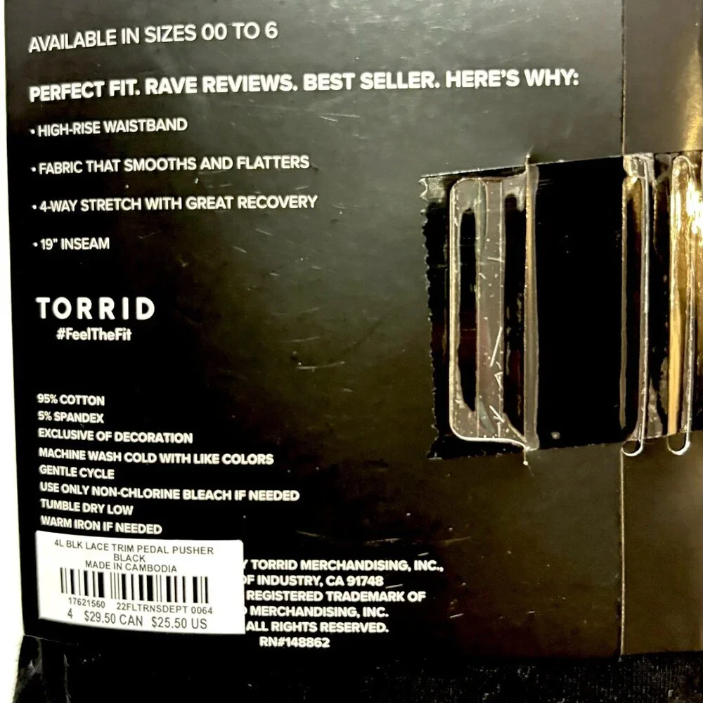 TORRID Elastic Waist Lace Trim Petal Pusher Leggings Plus Size 4X High Waist NEW - Picture 7 of 9